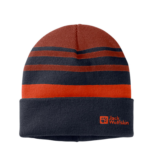 Jack Wolfskin Kids Stripy Knit Beanie (Night Blue)