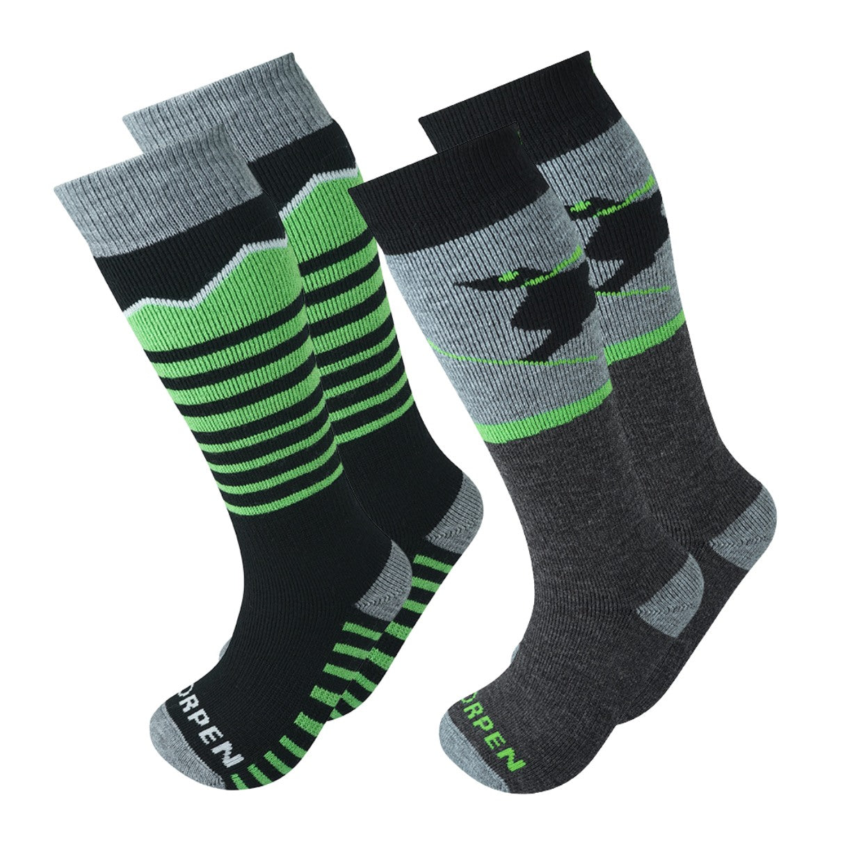 Lorpen - Twin Pack - Kids Merino Ski Socks (Green)