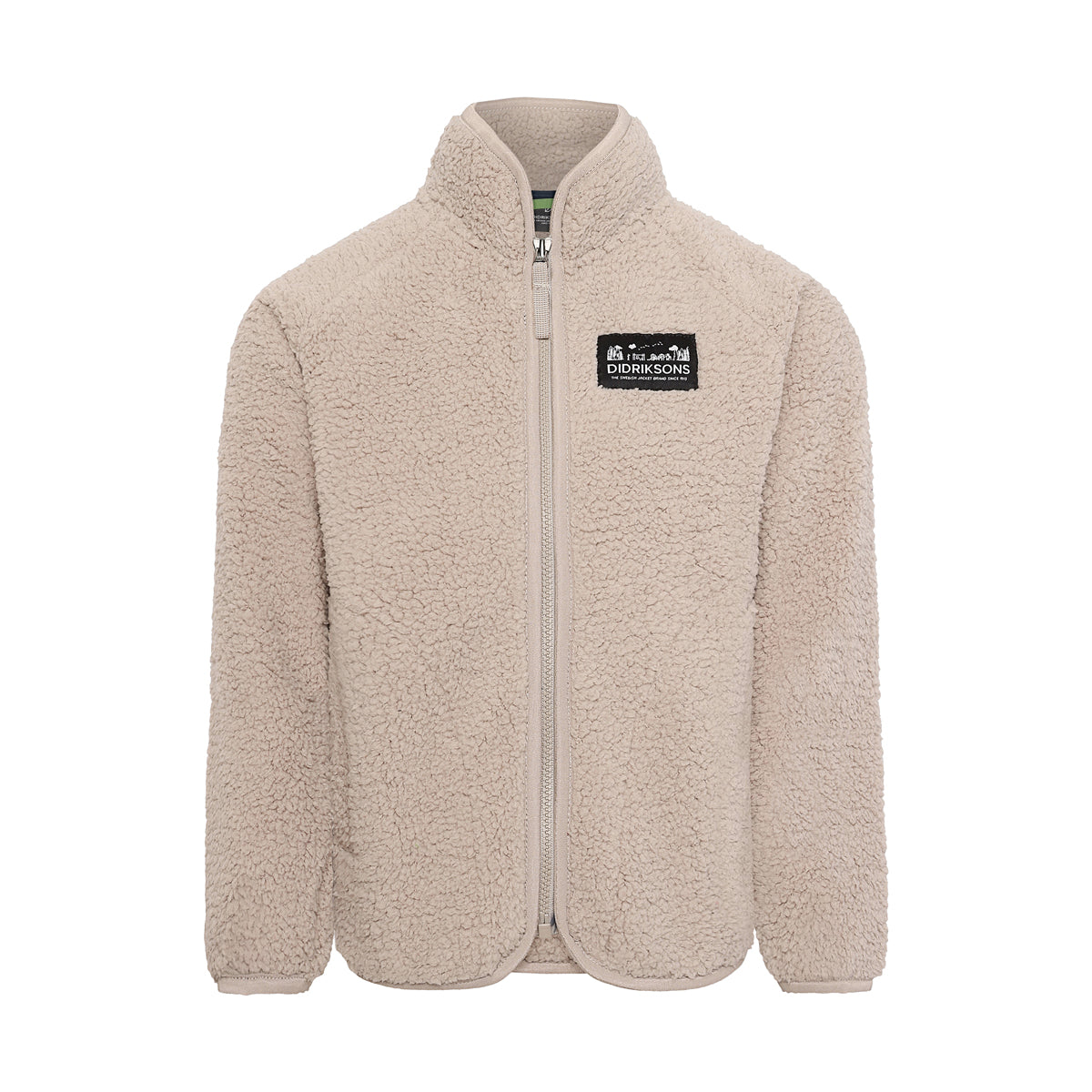 Didriksons Kids Gibbs hi pile fleece jacket in beige with a full zip.