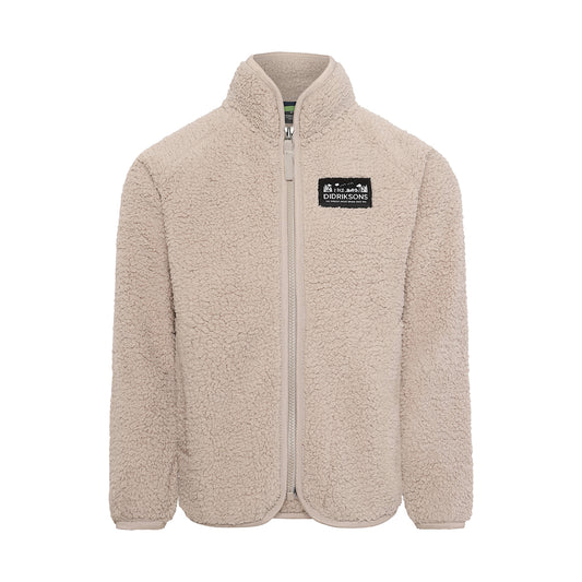 Didriksons Kids Gibbs hi pile fleece jacket in beige with a full zip.