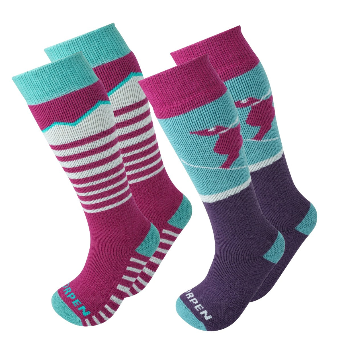 Lorpen Kids T1 Merino Ski Socks - Twin Pack (Pink)