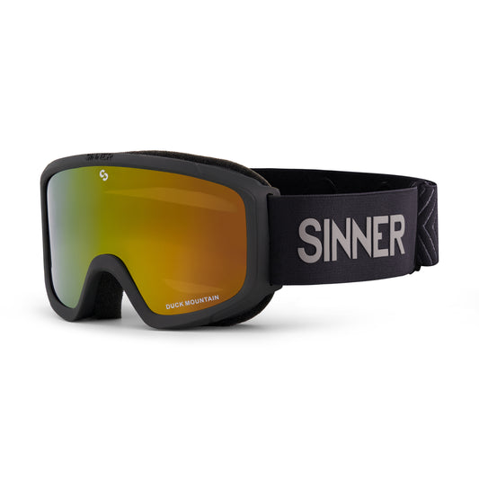 Sinner Duck Mountain Kids Ski Goggles 4 - 10 yrs (Black Mirror)