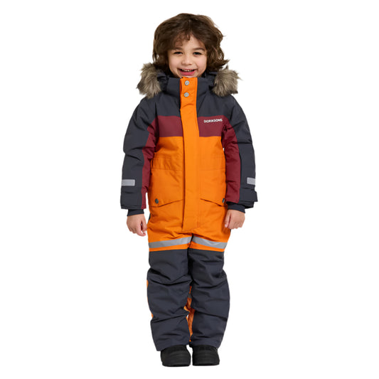 Didriksons Bjarven Ski Suit for kids in orange